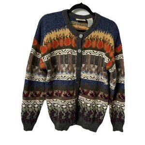 Vintage Northern Reflections Cardigan Womens M Pumpkin Fair Isle Sweater Wool